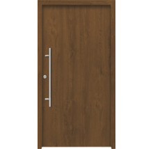 Holztür mit Edelstahlgriff