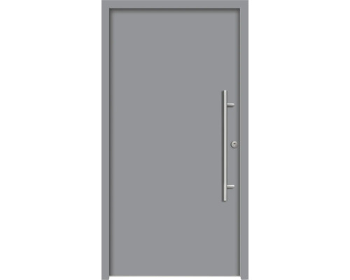 Splendoor Haustür APOLLON Aluminium 1000x2100 mm NCS S 6502-B (Grau) DIN Links (nach innen öffnend) RC 2 inkl. Beschlagset und Profilzylinder mit 3 Schlüssel Graue Haustür mit Edelstahlgriff