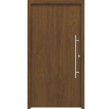 Holztür mit Metallgriff für den Hauseingang