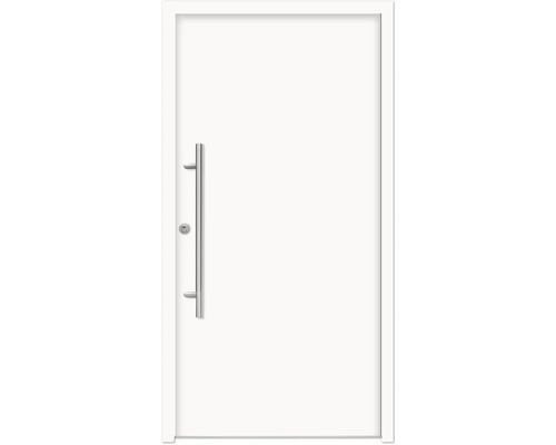 Splendoor Haustür APOLLON Aluminium 1000x2100 mm NCS S 0500-N Weiß DIN Rechts (nach innen öffnend) RC 2 inkl. Beschlagset und Profilzylinder mit 3 Schlüssel Weiße Tür mit Griff und Schloss