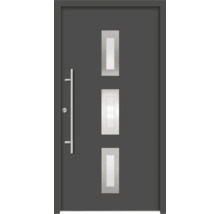 Haustür mit drei rechteckigen Glaseinsätzen und Griff