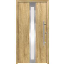 Moderne Haustür mit Glaseinsatz und Edelstahlgriff