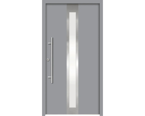 Splendoor Haustür ATHENE Aluminium 1000x2100 mm NCS S 6502-B (Grau) DIN Rechts (nach innen öffnend) RC 2 inkl. Beschlagset und Profilzylinder mit 3 Schlüssel Graue Haustür mit Glaseinsatz und Edelstahlgriff