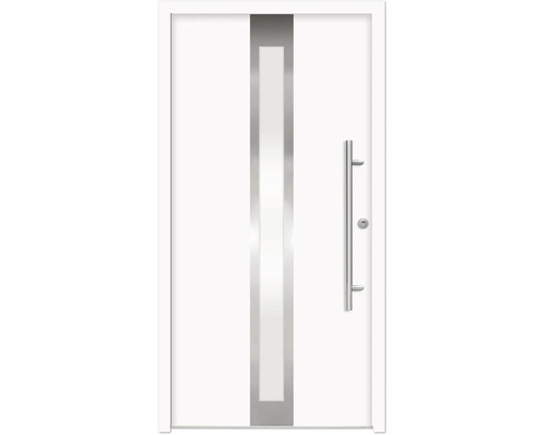 Splendoor Haustür ATHENE Aluminium 1000x2100 mm NCS S 0500-N Weiß DIN Links (nach innen öffnend) RC 2 inkl. Beschlagset und Profilzylinder mit 3 Schlüssel Weiße Haustür mit Glaseinsatz und Edelstahlgriff