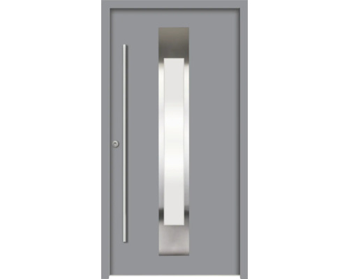 ARON Haustür B18 Aluminium 1000x2100 mm NCS S 6502-B (Grau) DIN Links (nach innen öffnend) RC 2 inkl. Beschlagset und Profilzylinder mit 3 Schlüssel