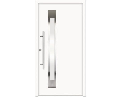ARON Haustür B19 Aluminium 1000x2100 mm NCS S 0500-N Weiß DIN Links (nach innen öffnend) RC 2 inkl. Beschlagset und Profilzylinder mit 3 Schlüssel
