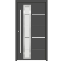 Moderne Haustür mit Glaseinsatz und horizontalen Linien