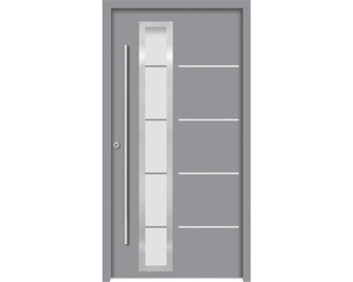 Splendoor Haustür DEMETER Aluminium 1000x2100 mm NCS S 6502-B (Grau) DIN Links (nach innen öffnend) RC 2 inkl. Beschlagset und Profilzylinder mit 3 Schlüssel Graue Haustür mit Glaseinsatz und Edelstahlgriff