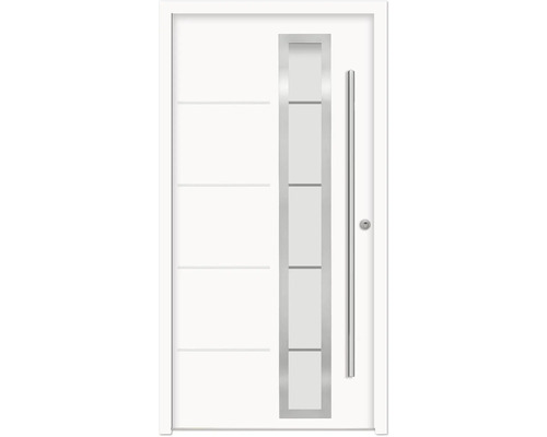 Splendoor Haustür DEMETER Aluminium 1000x2100 mm NCS S 0500-N Weiß DIN Rechts (nach innen öffnend) RC 2 inkl. Beschlagset und Profilzylinder mit 3 Schlüssel Moderne Haustür mit Glaseinsatz und Griff