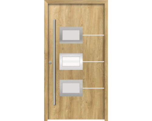 Splendoor Haustür HERA Aluminium 1000x2100 mm Eiche DIN Rechts (nach innen öffnend) RC 2 inkl. Beschlagset und Profilzylinder mit 3 Schlüssel Splendoor Haustür HERA Aluminium 1000x2100 mm Eiche DIN Rechts (nach innen öffnend) RC 2 inkl. Beschlagset und Profilzylinder mit 3 Schlüssel