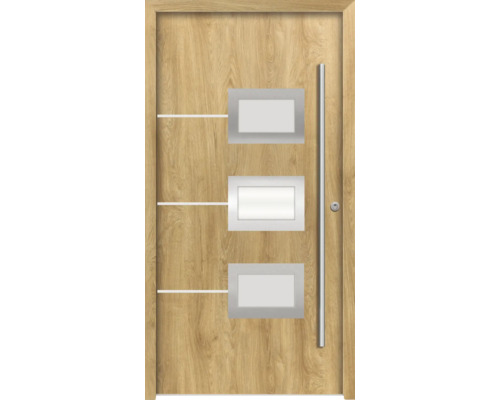 Splendoor Haustür HERA Aluminium 1000x2100 mm Eiche DIN Links (nach innen öffnend) RC 2 inkl. Beschlagset und Profilzylinder mit 3 Schlüssel Splendoor Haustür HERA Aluminium 1000x2100 mm Eiche DIN Links (nach innen öffnend) RC 2 inkl. Beschlagset und Profilzylinder mit 3 Schlüssel