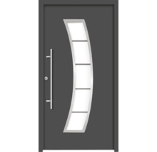 Moderne Haustür mit Glaseinsatz und Edelstahlgriff