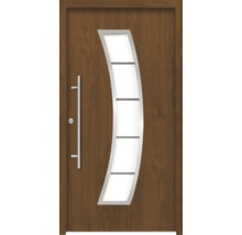Haustür mit Seitenteil aus Glas und Edelstahlgriff