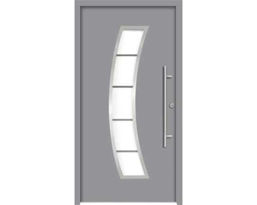 Splendoor Haustür HERMES Aluminium 1100x2100 mm NCS S 6502-B (Grau) DIN Rechts (nach innen öffnend) RC 2 inkl. Beschlagset und Profilzylinder mit 3 Schlüssel Graue Haustür mit Glaseinsatz und Griff