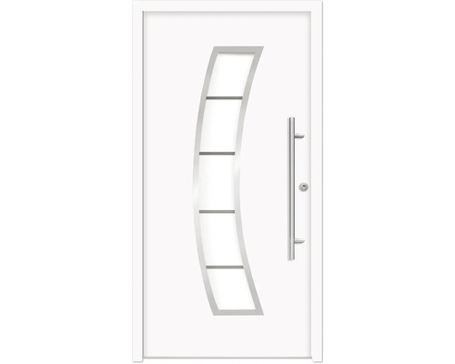 Splendoor Haustür HERMES Aluminium 1000x2100 mm NCS S 0500-N Weiß DIN Rechts (nach innen öffnend) RC 2 inkl. Beschlagset und Profilzylinder mit 3 Schlüssel Weiße Haustür mit Glaseinsatz und Edelstahlgriff