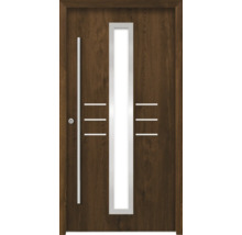Haustür mit Glaseinsatz und Holzstruktur