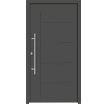 Graue Haustür mit Griff