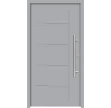 Moderne Haustür mit horizontalen Linien und Griff