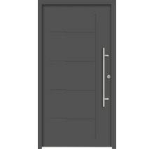 Moderne Haustür mit geradlinigem Design und Edelstahlgriff