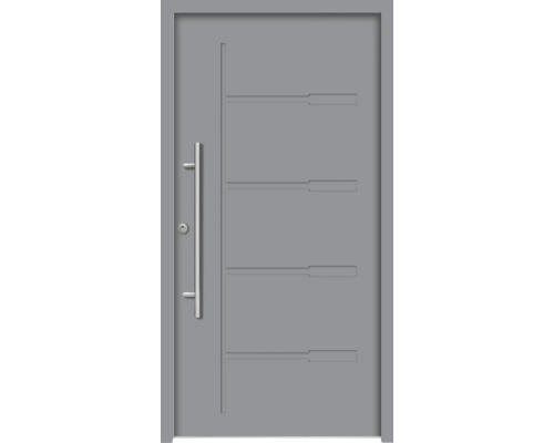 Splendoor Haustür ZEUS Aluminium 1000x2100 mm NCS S 6502-B (Grau) DIN Rechts (nach innen öffnend) RC 2 inkl. Beschlagset und Profilzylinder mit 3 Schlüssel