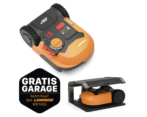 WORX 20V Akku-Mähroboter Landroid M700 18cm/700 m² mit App WR142E, inkl. Installationsmaterial + GRATIS Zugabeartikel Garage WA0810