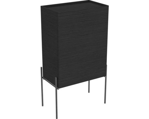 Midischrank VitrA Equal links BxHxT 45x85x27 cm Frontfarbe schwarz eiche Schwarzer Badezimmerschrank mit Metallbeinen