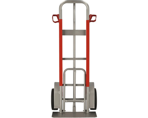 Sackkarre aus Metall mit roten Griffen