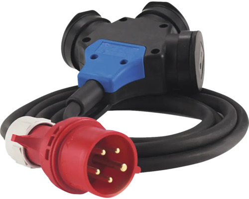 HEDI Adapterkabel Drehstrom mit CEE Anschlussstecker 5x16 A/400V, 3-fach Schutzkontakt Hängekupplung, 2,5 m HEDI Adapterkabel Drehstrom mit CEE Anschlussstecker 5x16 A/400V, 3-fach Schutzkontakt Hängekupplung, 2,5 m