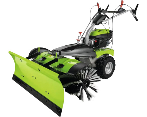Kehrmaschine mit Schneeschild und Kehrwalze