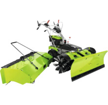 Kehrmaschine mit Schneeschild und Auffangbehälter