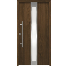 Haustür aus Holz mit Glaselement und Griff