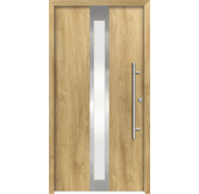 Holztür mit Glaseinsatz und Griff