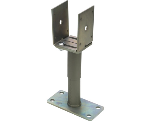 Verstellbarer Pfostenträger aus Metall mit Montageplatte und U-Form