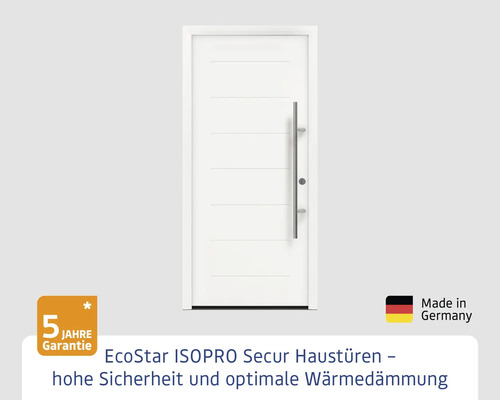 EcoStar ISOPRO Secur Haustür mit 5 Jahre Garantie und Herkunftsangabe Made in Germany für hohe Sicherheit und optimale Wärmedämmung