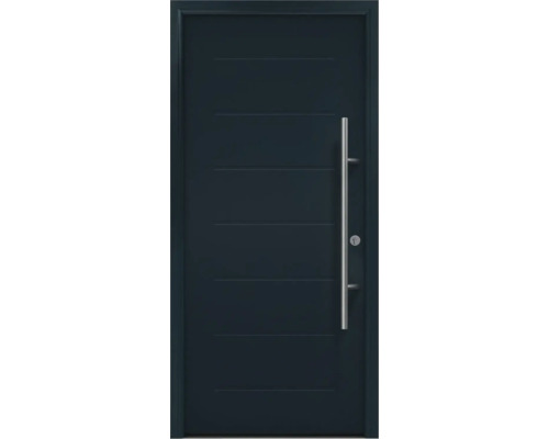 Haustür EcoStar ISOPRO Secur IPS 015 1000 x 2100 mm Rechts anthrazitgrau inkl. Beschlag-Set,Edelstahl Stangengriff,Sicherheitsprofilzylinder mit 5 Schlüsseln Haustür mit Edelstahlgriff