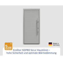 EcoStar ISOPRO Secur Haustür mit fünf Jahren Garantie und Made in Germany Siegel für hohe Sicherheit und Wärmedämmung