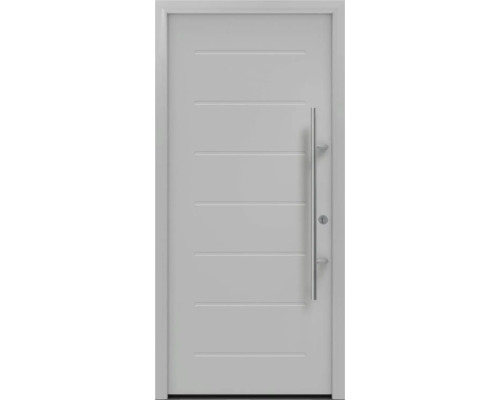 Haustür EcoStar ISOPRO Secur IPS 015 1000 x 2100 mm Rechts weißaluminium inkl. Beschlag-Set,Edelstahl Stangengriff,Sicherheitsprofilzylinder mit 5 Schlüsseln Moderne Haustür mit geraden Linien und Edelstahlgriff.