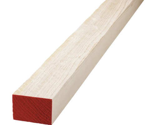 Kantholz aus Holz mit roter Stirnseite