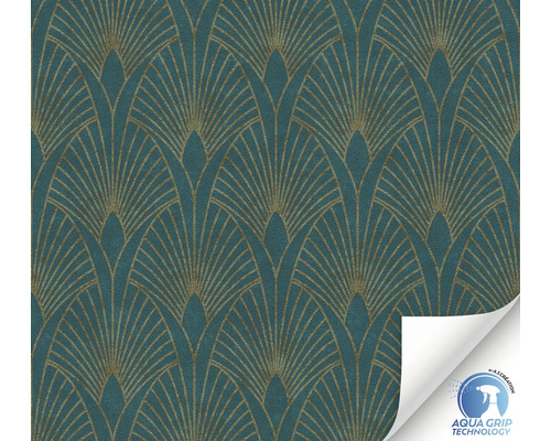 Vliestapete vorgeleimt 78493-1 Designdrop Art blau gold Tapete mit Art-déco-Muster
