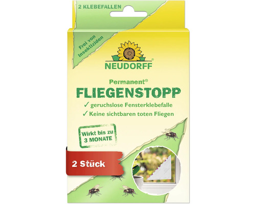 Permanent FliegenStopp 2Stk. Fensterklebefalle Neudorff Fliegenstopp Fensterklebefalle, Packung mit 2 Stück zur Fliegenbekämpfung