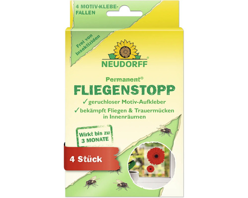 Neudorff Fliegenstopp Klebefallen mit Motiv, Packung mit vier Stück