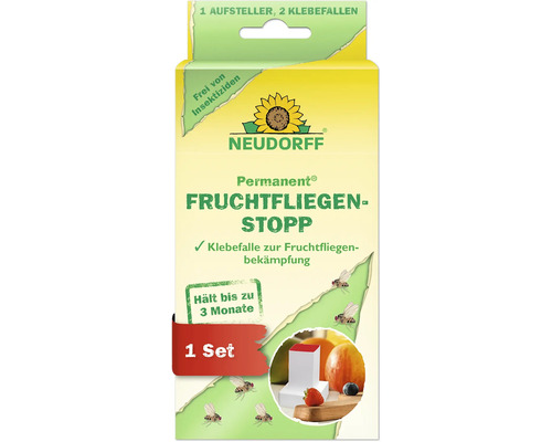 Permanent FruchtfliegenStopp Neudorff 1 Aufsteller 2 Klebefallen Neudorff Fruchtfliegen Stopp, ein Set zur Bekämpfung von Fruchtfliegen ohne Insektizide