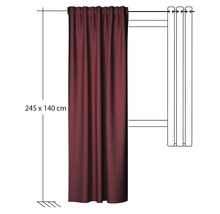 Bordeauxfarbener Dekoschal mit Ösenaufhängung, Größe 245 x 140 cm