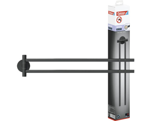 Tesa Moon Black Handtuchhalter mit zwei Stangen und Verpackung