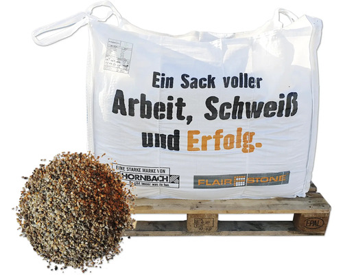 FLAIRSTONE Big Bag Kies 2 mm - 4 mm ca. 800 kg = 0,5 cbm Grosser Sack Zierkies auf einer Holzpalette