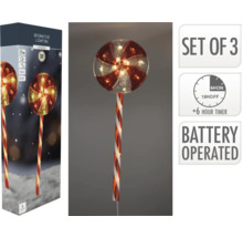 Dekorative Lollipop-Beleuchtung, 3er-Set, batteriebetrieben mit Zeitschaltuhr