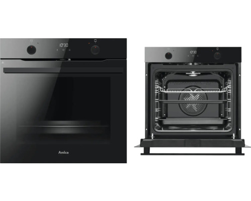 Amica Backofen EBPX 946 200 S Nutzvolumen 77 l Maße BxHxT 60 cm x 56 cm x 56 cm Amica Einbaubackofen mit geschlossenener und geöffneter Tür