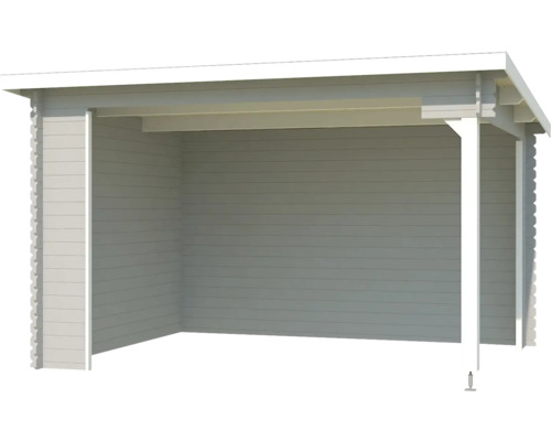 Holzunterstand mit schützendem Dach