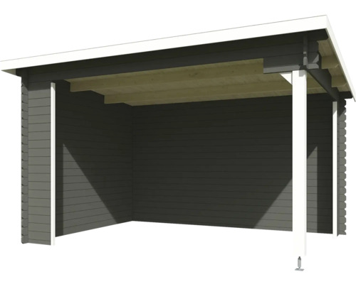 Holzunterstand mit Wänden und Dach