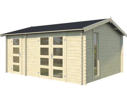 Holz Gartenhaus mit Fenstern und dunklem Dach